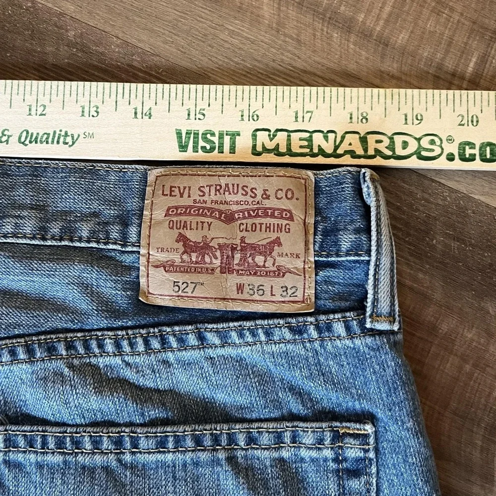 Levis 527 Jeans Mens 36x32 Blue Medium Wash Slim Bootcut Low Rise Denim